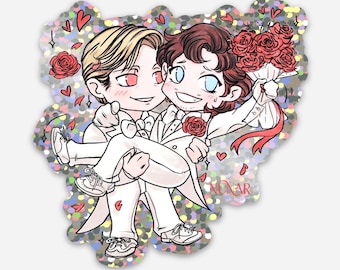 3"x3" Glitter Hannigram Wedding Sticker