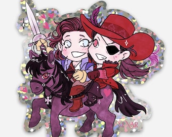 3" x 3" Three Musketeers Glitter Sticker