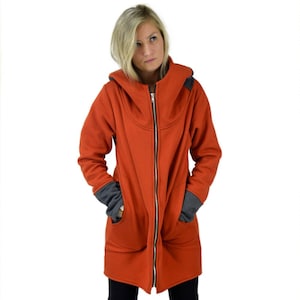 Hooded Jacket, Hoodie For Women, Burnt Orange Hoodie, Modern Sweatshirt Hoodie, Sweatshirt Tunic, Plus Size Clothing, Casual Hoodie