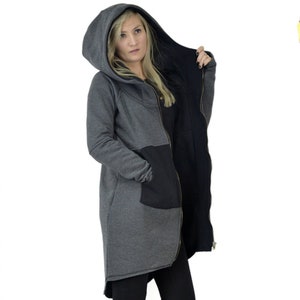 Winter Coat, Women Coat, Gray Coat, Hooded Coat, Plus Size Clothing, Zipper Coat, Winter Clothing, Oversize Coat, Hoodie Coat,Plus Size Coat
