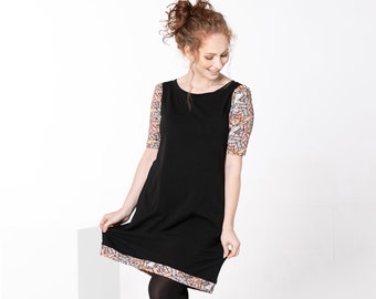 Black Petite Dress, Knee Length Dress, Short Sleeve Dress, Plus Size Clothing, Comfy Cotton Dress, Party Dress, Everyday Dress, Cocktail