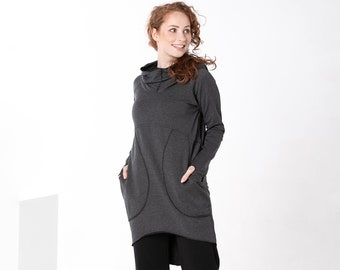 Women Hoodie Sweatshirt, Hooded Tunic, Women Hoodie, Plus Size Clothing, Big Side Pockets, Thumb Hole Hoodie, Loose Hooded Hoodie, Comfy