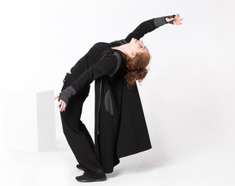 Cyberpunk Knit Coat, Long Gothic Steampunk Cardigan, Plus Size