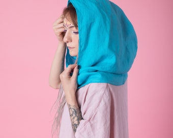 Hat,Linen Hood Scarf, Festival Shawl, slow fashion,  custom clothing, custom clothing,