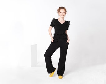 Black Sweatpants, Women Jogging Pants, Black Cotton Pants, Loose Trousers, Comfy Pants, Elastic Waist, Women Loungewear, Plus Size Pants