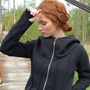 Lightweight hooded sweatshirt zipper top