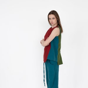 Colorful Linen Tshirt, Loose Linen Top, Sleeveless Women Tshirt, Linen Beach Shirt, Summer Top, Soft Linen Shirt, Flax Tshirt, Minimalist