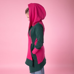Asymmetrical Hoodie, 2 Colored Hoodie, Wrap Hoodie, Spring Style, Womens Clothing, Big Hood Hoodie, Side Zipper Hoodie, Extravagant Clothing