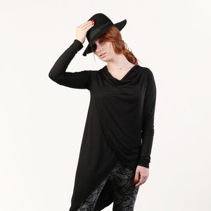 Tunic Women, Asymmetric Tunic, Black Tunic, Plus Size Clothing, Party Tunic, Long Tunic, V Neck Tunic, Simple Tunic, Minimalist Tunic Top