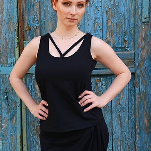 Black Tank Top, Summer Tank, Women Tank Top, Plus Size Clothing, Beach Tank Top, Black Extravagant Tank, Black Cotton Tank, Casual Tank Top