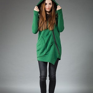 Green Hoodie, Hooded Sweatshirt, Plus Size Clothing, Green Sweatshirt, Hooded Hoodie, Winter Sweatshirt, Green Coat, Winter Coat,Hooded Coat