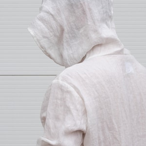 Linen Hoodie Men, Thin Hoodie, Summer Hoodie, White Medieval Tunic, Mid Century Modern, Lightweight Hoodie, Cyberpunk Sweatshirt, Festival zdjęcie 7