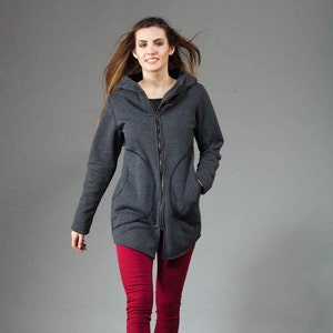 Hoodie Women, Jacket Hoodie, Hooded Jacket, Zipper Hoodie, Plus Size Clothing, Gray Jacket, Winter Jacket, Long Sleeve Jacket,Navahoclothing