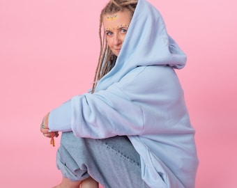 Oversized Cotton Hoodie, Big Hooded Sweatshirt, Womens Winter Style