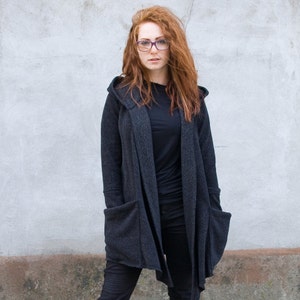 Wool Hoodie, Long Coat, Loose Cardigan, Plus Size Clothing, Cardigan Women,  Hoodie Coat, Womens Clothing, Warm Hoodie, Knitwear, Fall Style
