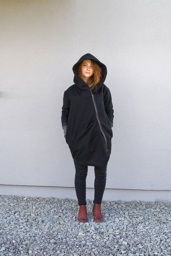 Asymmetric long winter hoodie best sale