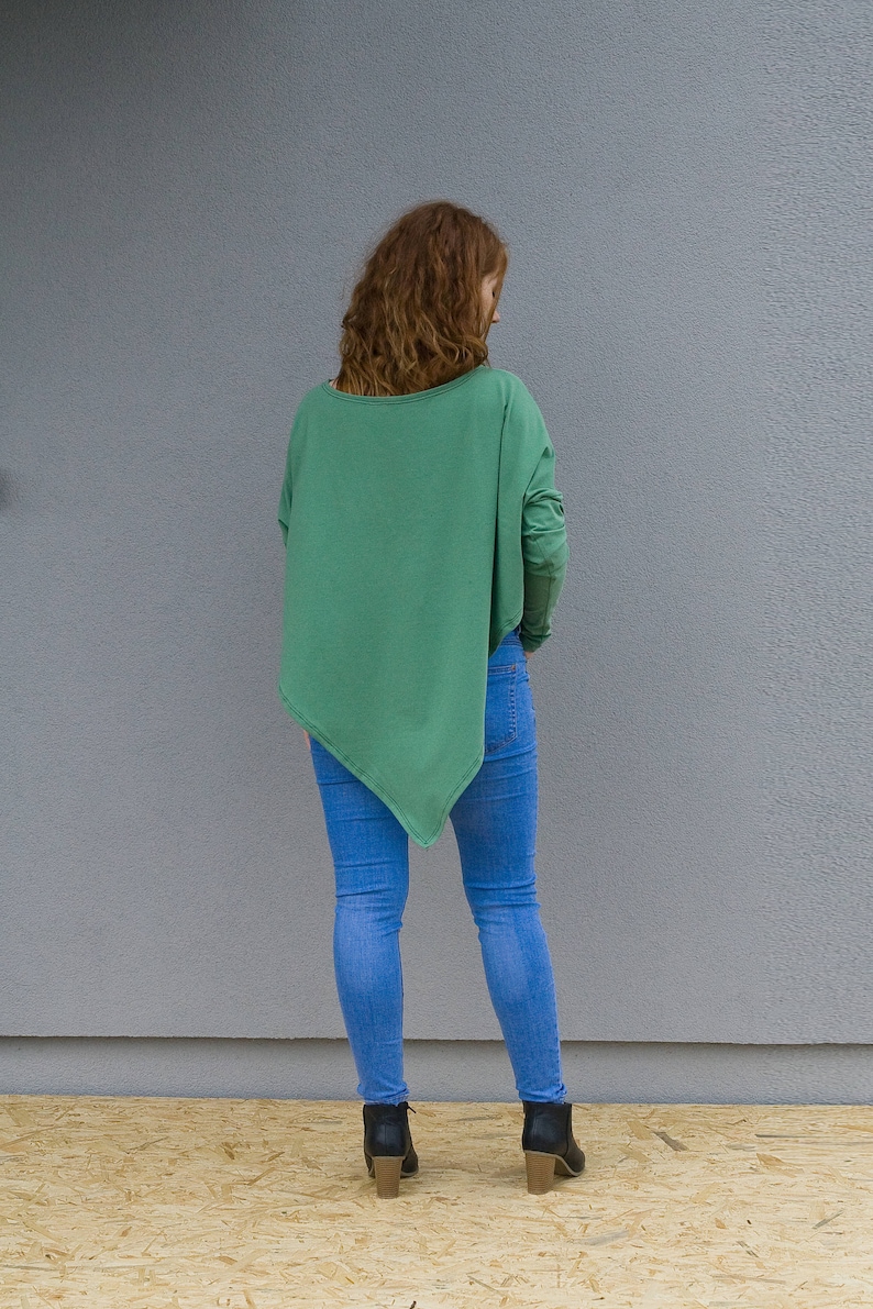 Party Tunic Green Tunic Plus Size Clothing Minimal Tunic Summer Tunic Asymmetrical Tunic Long Sleeve Tunic Women Tunic Plus Size Top