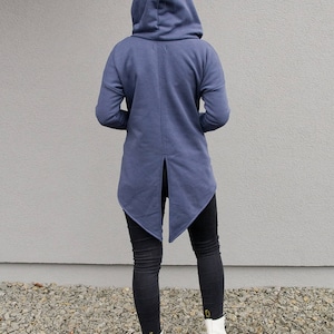 Hoodie For Women, Blue Hoodie, Hooded Hoodie, Plus Size Clothing, Blue Sweatshirt, Winter Hoodie, Asymmetric Hoodie, Hooded Sweatshirt