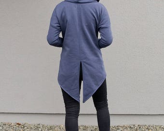 Hoodie For Women, Blue Hoodie, Hooded Hoodie, Plus Size Clothing, Blue Sweatshirt, Winter Hoodie, Asymmetric Hoodie, Hooded Sweatshirt