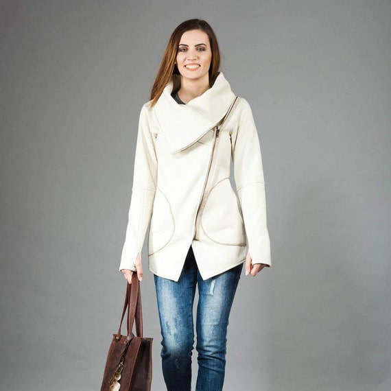 Fall Clothing Women Cowl Neck Jacket Asymmetrical Jacket - Etsy