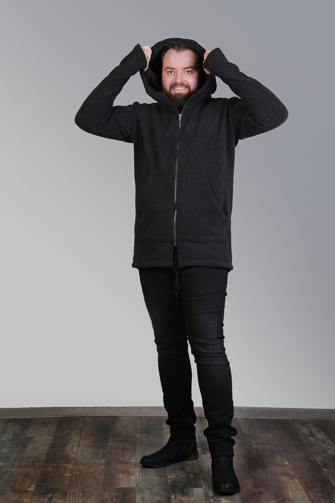 Black Rose Men's Zipper Hoodie