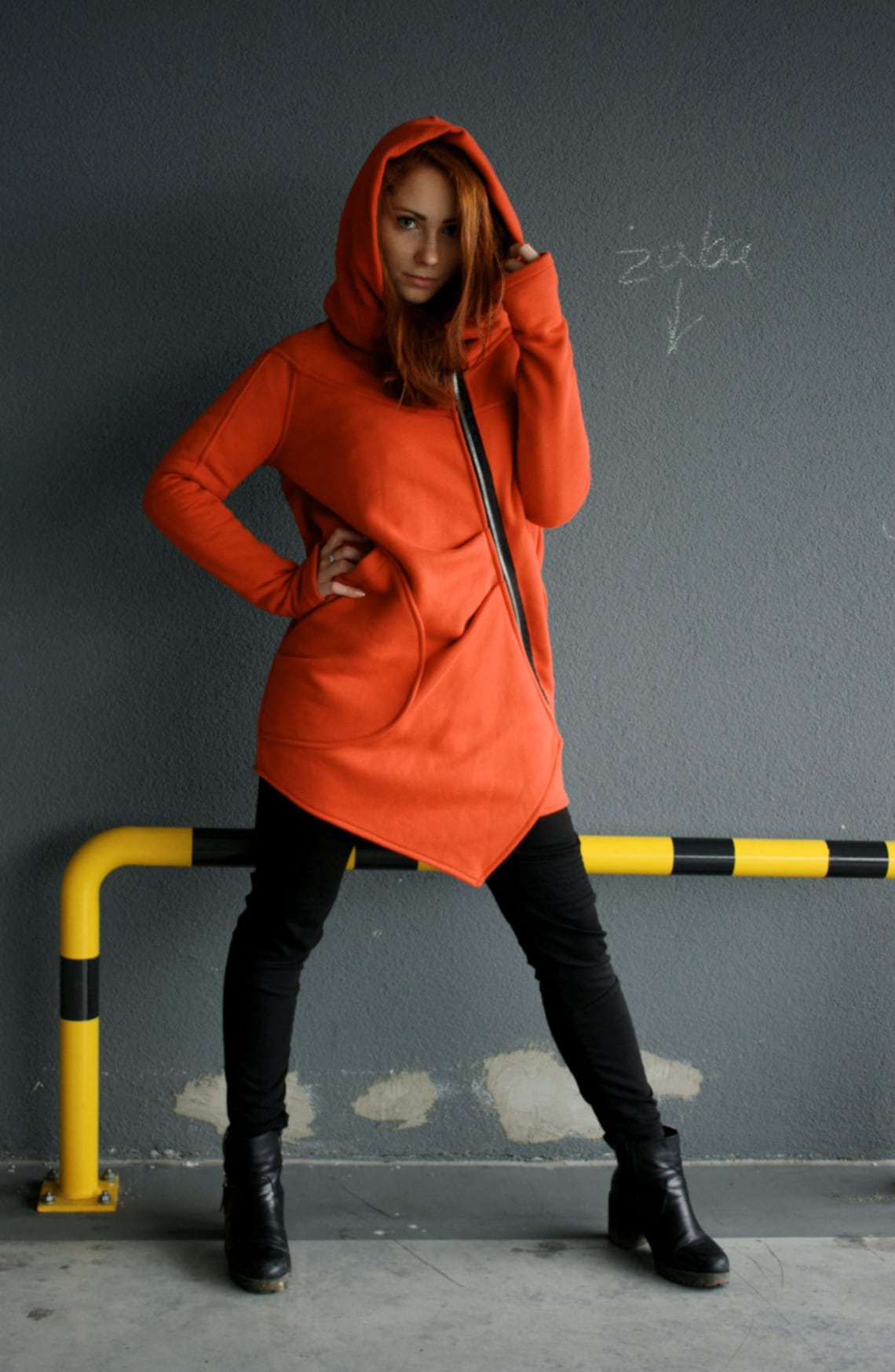 Custom Black Orange Classic Full-Zip Hoodie main image 0