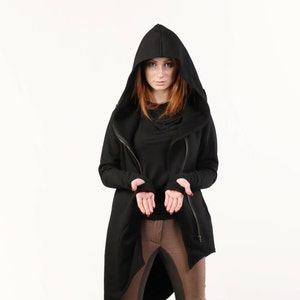 Assassin Hoodie with Custom Text Label, Big Hood Hoodie, Zip Up Hoodie, Spring Jacket, Black Hoodie, Womens Clothing,Personalized Sweatshirt