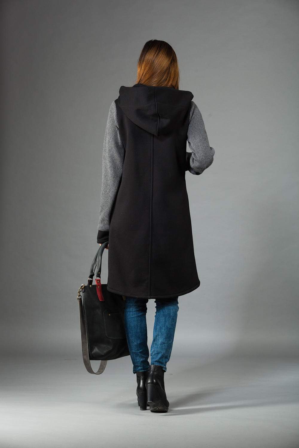 Black Jacket Coat, Warm Coat for Winter, Jacket with Hood main image 1