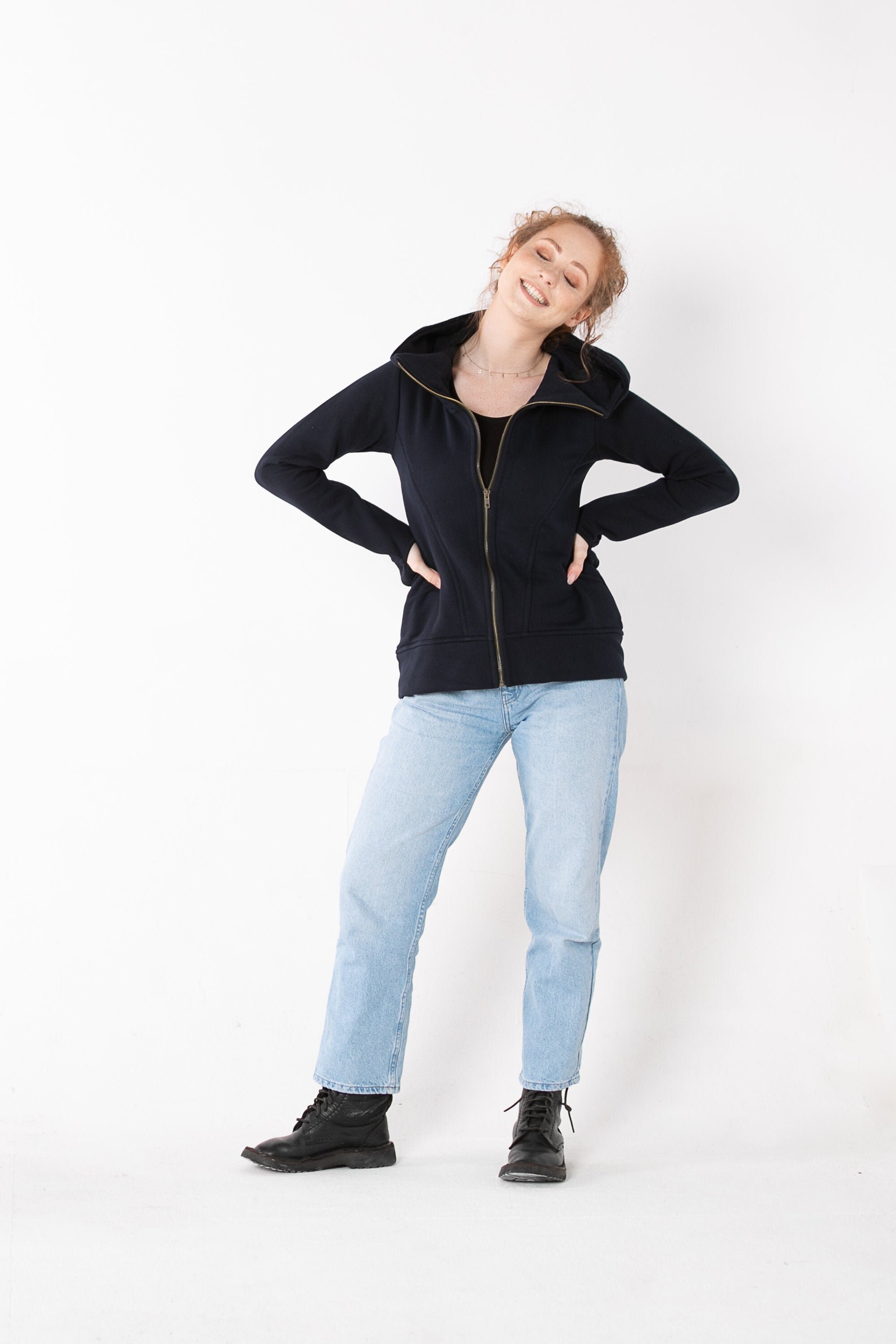 Black Hooded Sweatshirt, Zipper Hoodie, Women Sweatshirt Black Hooded Sweatshirt, Zipper Hoodie, Women Sweatshirt