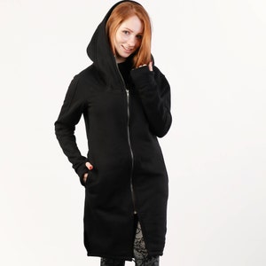Black Hoodie, Plus Size Clothing for Women, Black Gothic Jacket, Plus Size Hoodie, Gothic Clothing, Women Hooded Jacket, Solarpunk Clothing