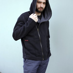 Large Hood Hoodie, Assassin Hoodie, Wizard Hoodie Men, Mens Clothing, Black Hoodie, Men Sweatshirt, Black Sweatshirt, Spring Clothing,Cotton image 3