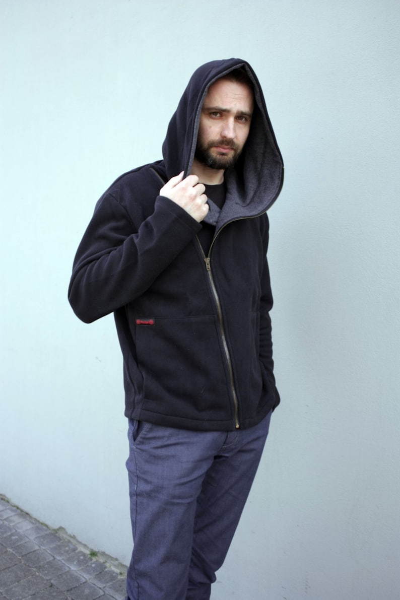 Large Hood Hoodie, Assassin Hoodie, Wizard Hoodie Men, Mens Clothing, Black Hoodie, Men Sweatshirt, Black Sweatshirt, Spring Clothing,Cotton image 3