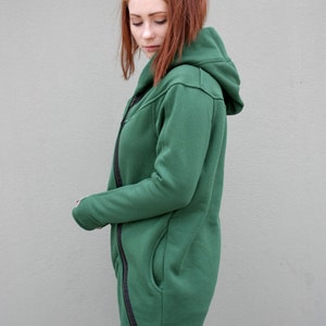 Green Hoodie, Hooded Jacket, Asymmetrical Hoodie, Plus Size Clothing, Sweatshirt Hoodie, Hooded Coat, Winter Hoodie, Oversized Jacket image 4