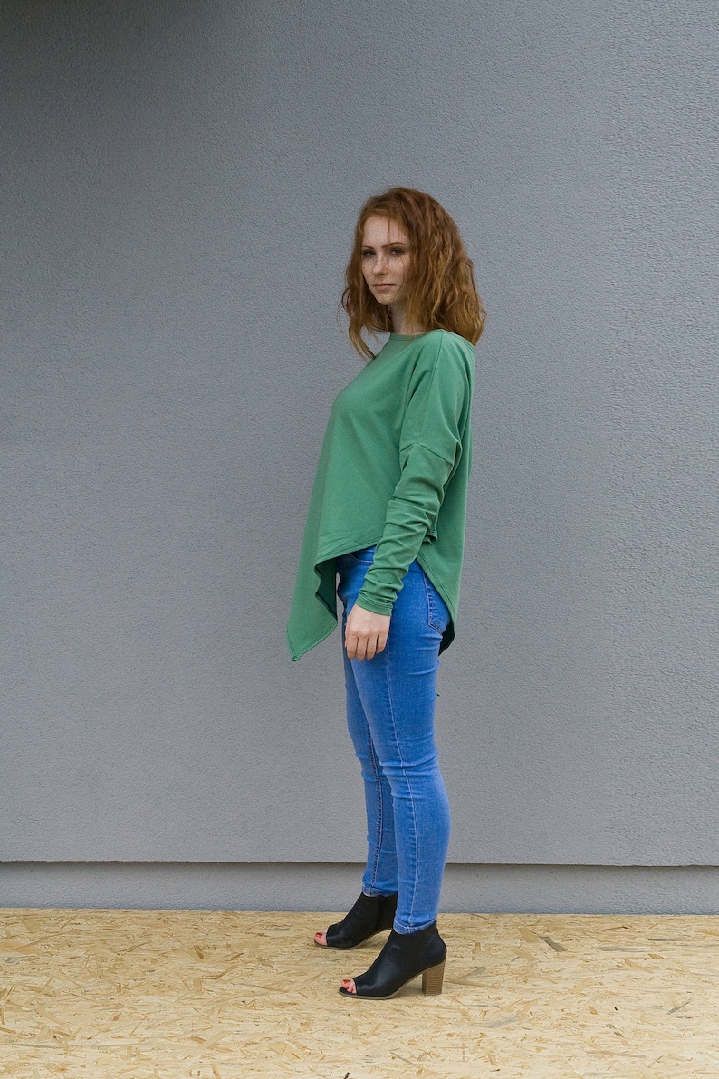 Party Tunic Green Tunic Plus Size Clothing Minimal Tunic Summer Tunic Asymmetrical Tunic Long Sleeve Tunic Women Tunic Plus Size Top