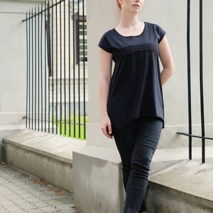 Black Top Women, Black Tshirt, Plus Size Clothing, Oversize Tshirt, Summer Black Top, Loose Styles, Casual Urban Clothing, Gothic Clothing image 2