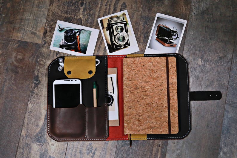 Leather Organizer Portfolio Case Leather Planner Phone Etsy