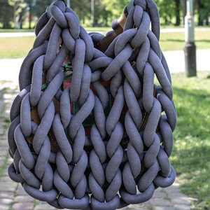 Braided Leather Bag, Woven Leather Bag, Genuine Leather Bag, Woven Chunky Bag, Handmade Bag, Handwoven Bag, Shoulder Bag, Leather Knit Bag