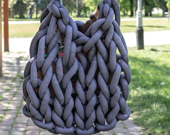 Handgemachte gewebte Einkaufstasche, Grobstrick Schultertasche
