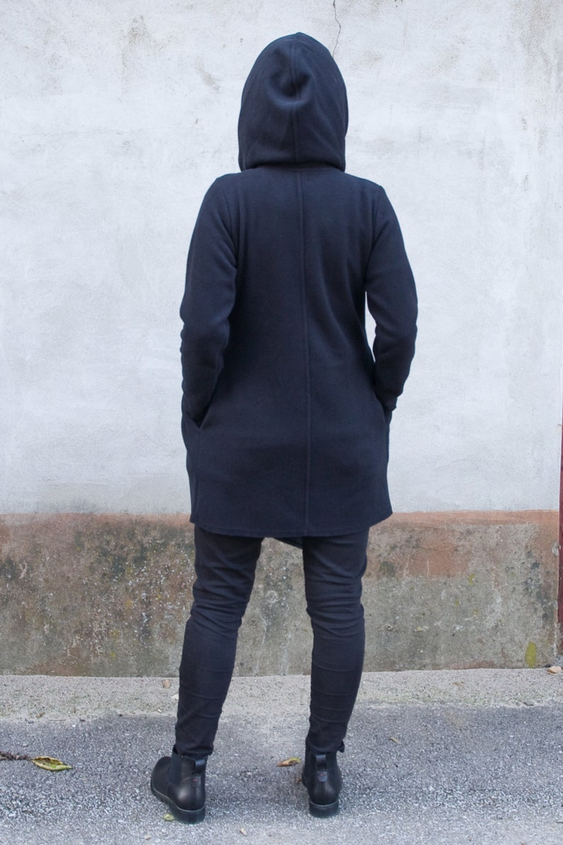 Cardigan Women, Hooded Cardigan, Boho Cardigan, Plus Size Clothing, Hoodie Cardigan, Black Cardigan, Women Clothes, Black Hooded Coat image 2