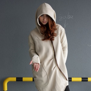 Ladies cream zip hoodie sale