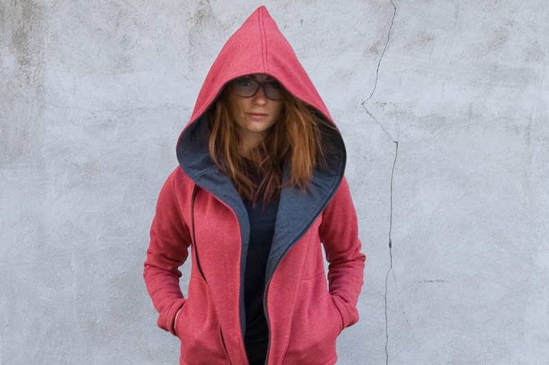 Women Hoodie, Hooded Sweatshirt, Plus Size Clothing, Big Hood Sweatshirt, Hooded Coat, Spring Clothing, Urban Wear, Loose Style, Pixie image 1