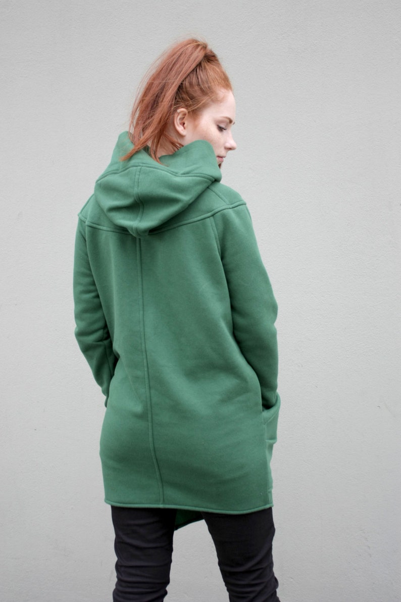 Green Hoodie, Hooded Jacket, Asymmetrical Hoodie, Plus Size Clothing, Sweatshirt Hoodie, Hooded Coat, Winter Hoodie, Oversized Jacket image 3