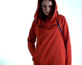 Women's Hoodie Warm Hoodie Cotton Coat Asymmetrical