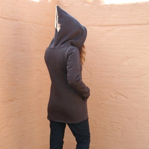 Hoodie Women, Pixie Clothing, Gothic Clothing, Long Jacket Hoodie, Hooded Jacket, Zip Hoodie, Post Apocalyptic Hoodie, Emo Hoodie,Dieselpunk image 6