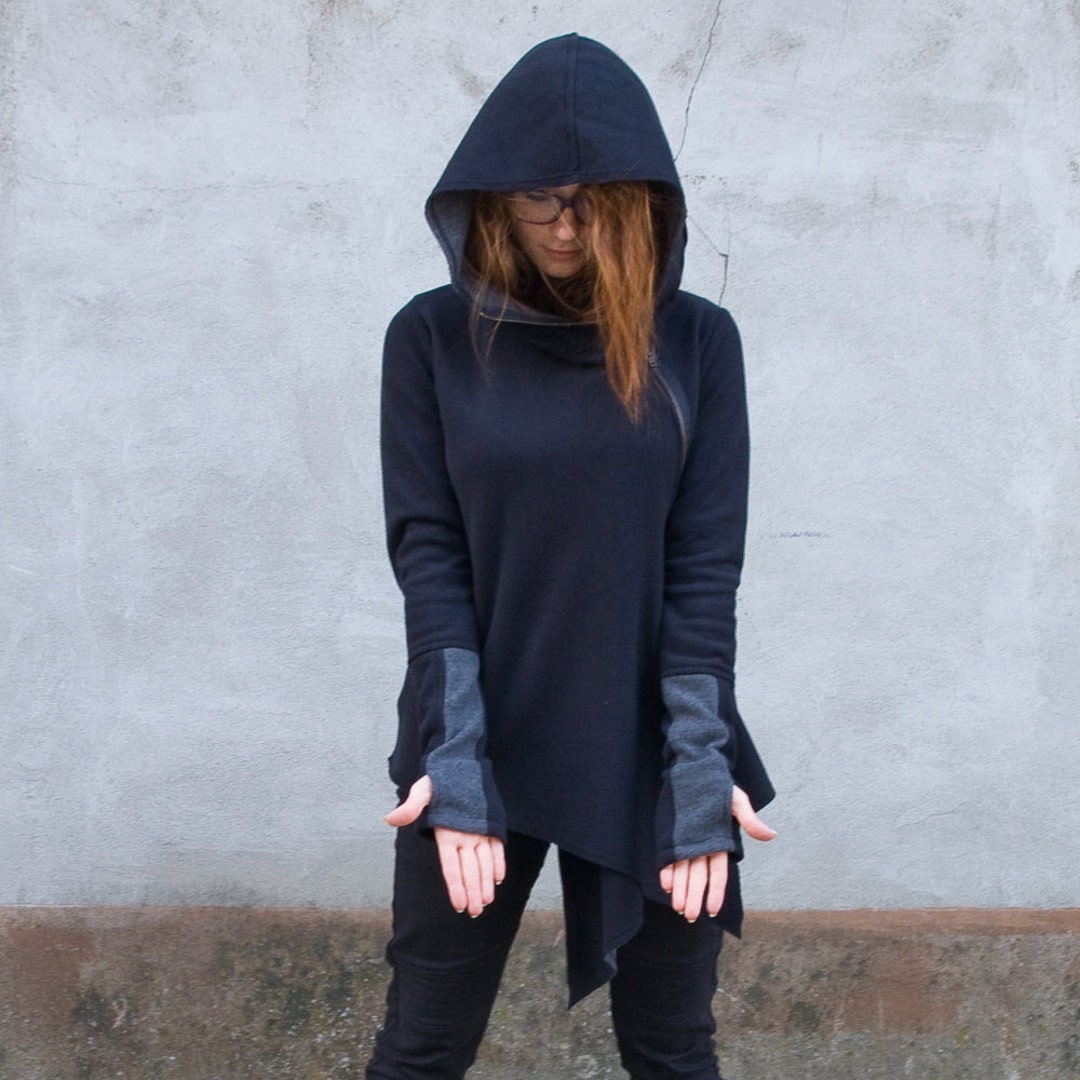 トップス L.G.B Flare Sleeve Hoodie Black Cardigan Wrap Hoodie, Hooded Cardigan, Womens Hoodie, Assassin Hoodie
