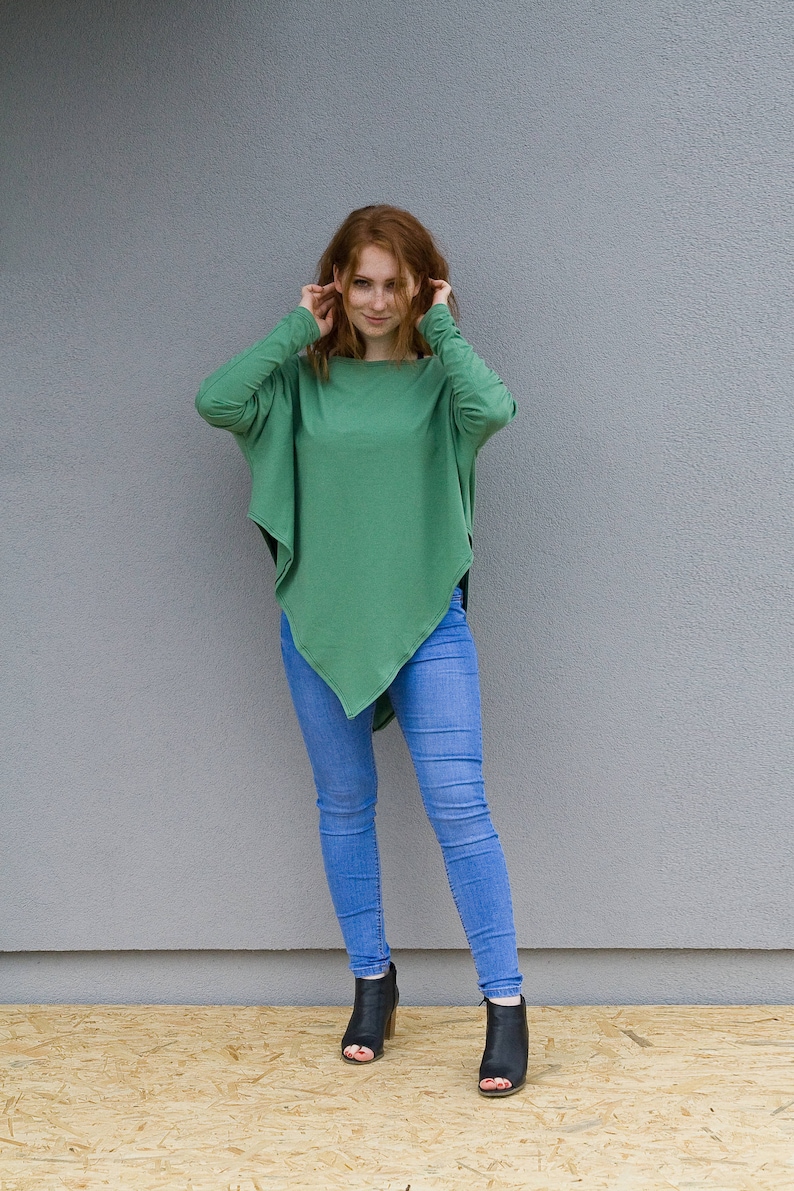 Party Tunic Green Tunic Plus Size Clothing Minimal Tunic Summer Tunic Asymmetrical Tunic Long Sleeve Tunic Women Tunic Plus Size Top