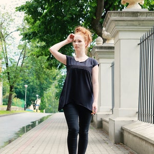 Black Top Women, Black Tshirt, Plus Size Clothing, Oversize Tshirt, Summer Black Top, Loose Styles, Casual Urban Clothing, Gothic Clothing image 1