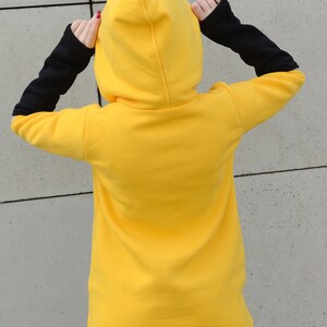 Yellow Hoodie, Hooded Sweatshirt, Pocket Sweatshirt, Plus Size Clothing, Yellow Sweatshirt, Women Hoodie, Asymmetrical Hoodie, Loose Hoodie image 4