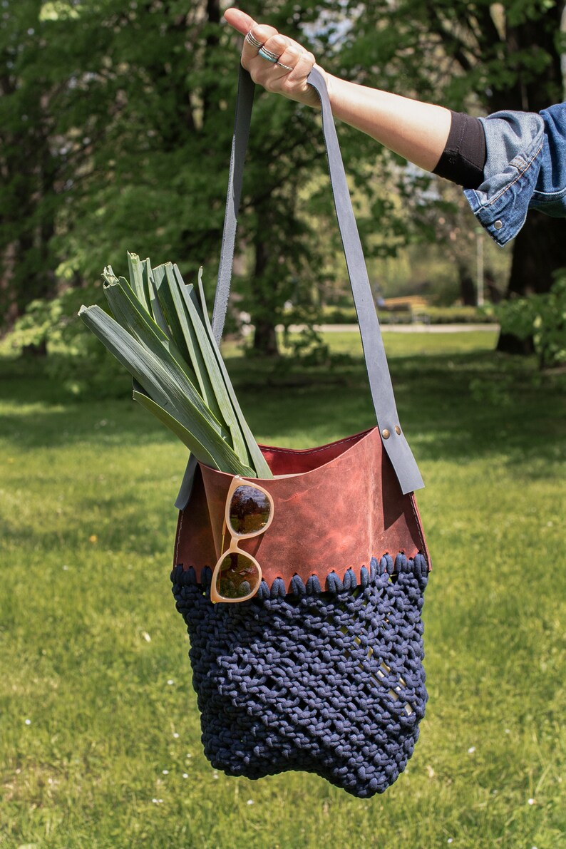 Bag Macrame, Leather Shoulder Bag, Everyday Bag, Boho Bag, Hippie Bag, Work Bag, Leather Hob Bag, Women Handbag,Gift For Her,Navaho Clothing image 3