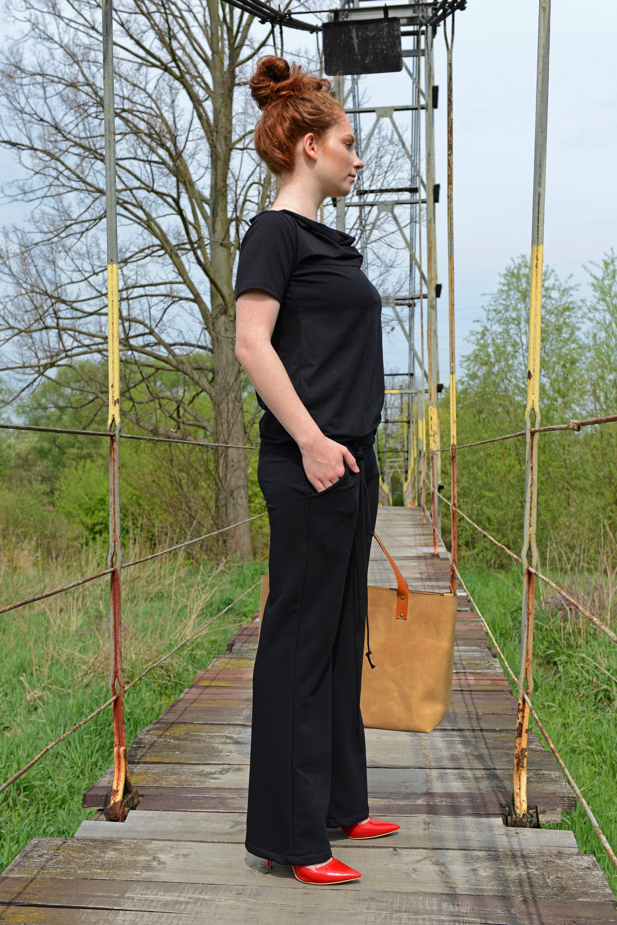 Black Women Sweatpants Loose Pants Wide 